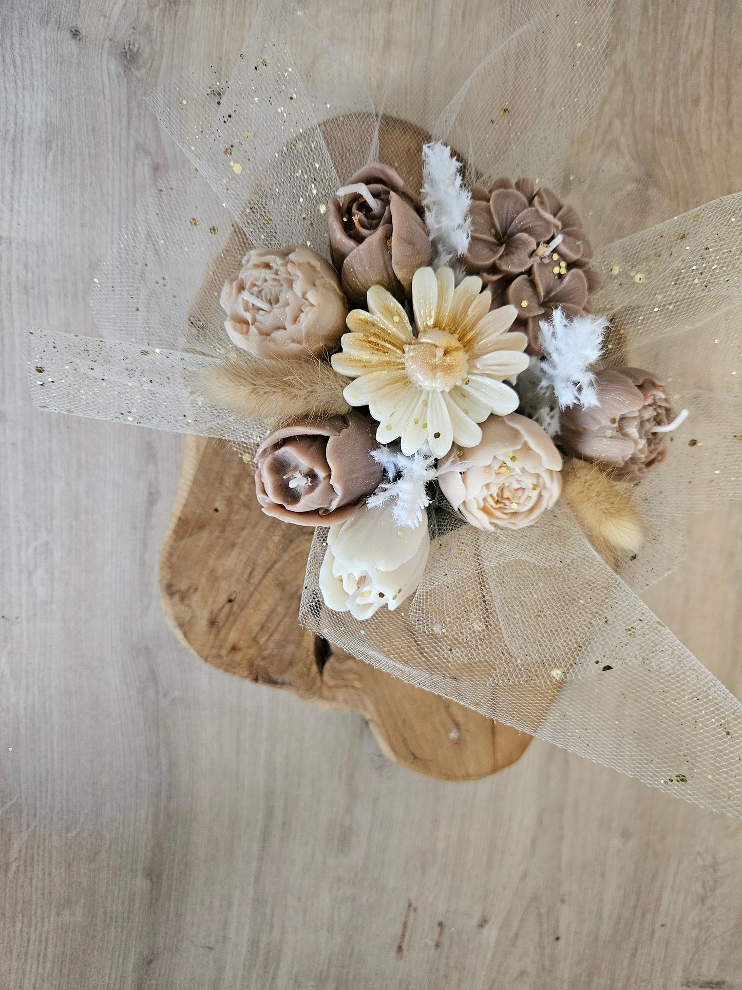 Bouquet de fleurs bougie en boite (Petite taille)