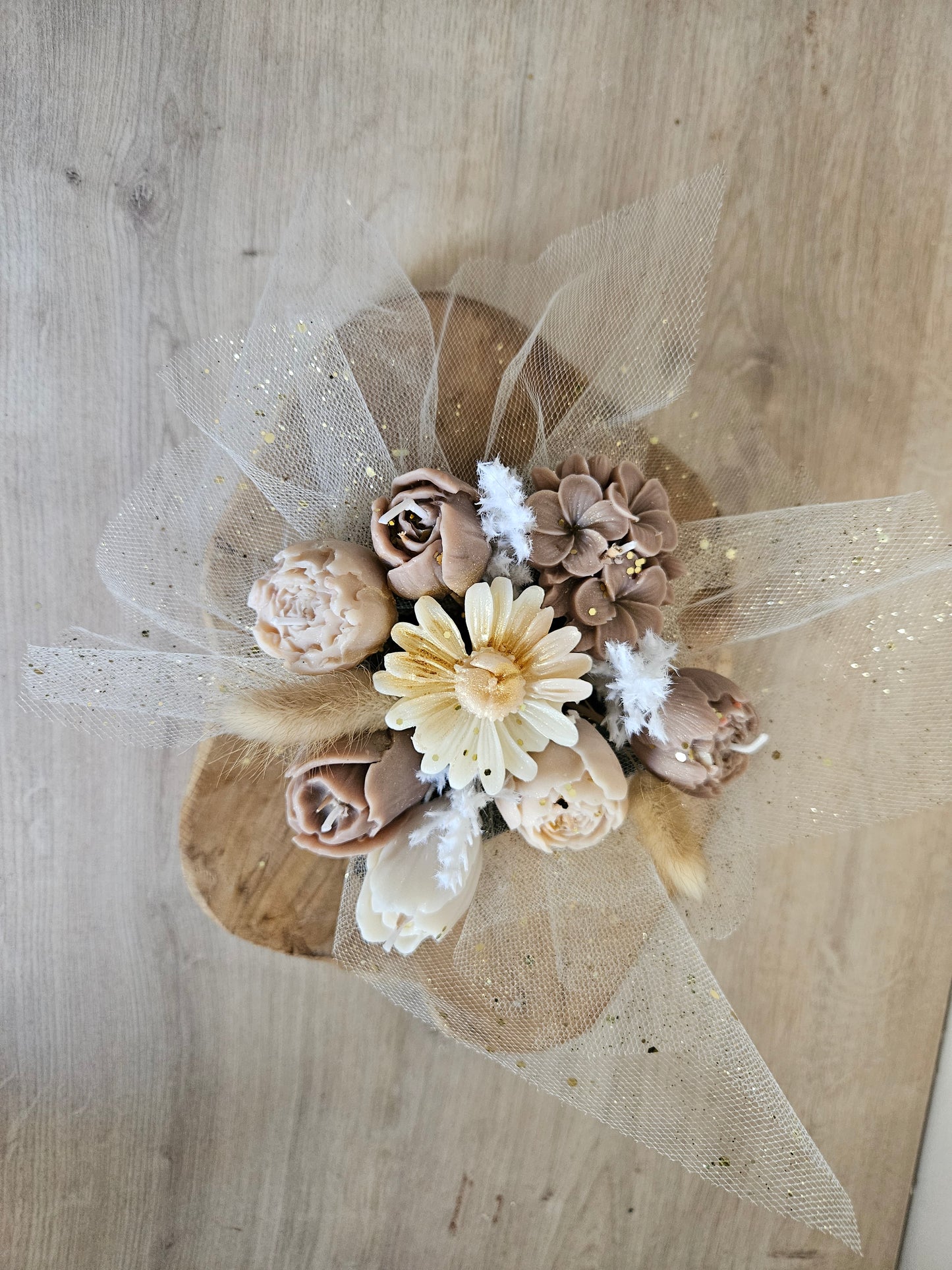 Bouquet de fleurs bougie en boite (Petite taille)