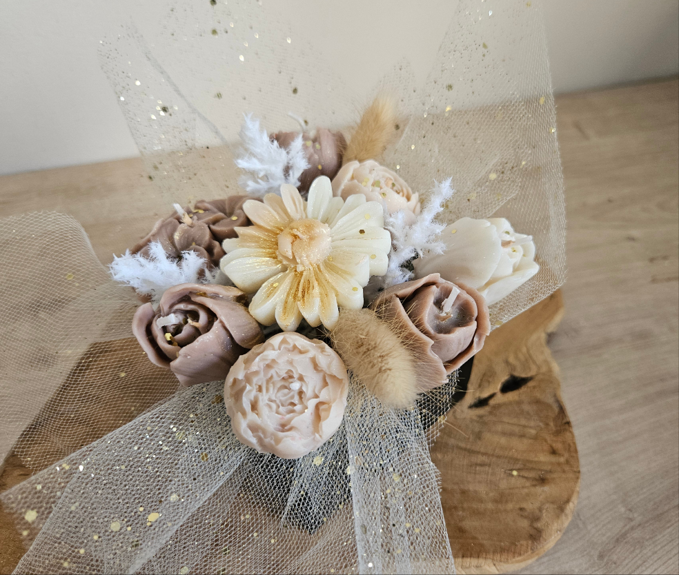 Bouquet de fleurs bougie en boite (Petite taille)