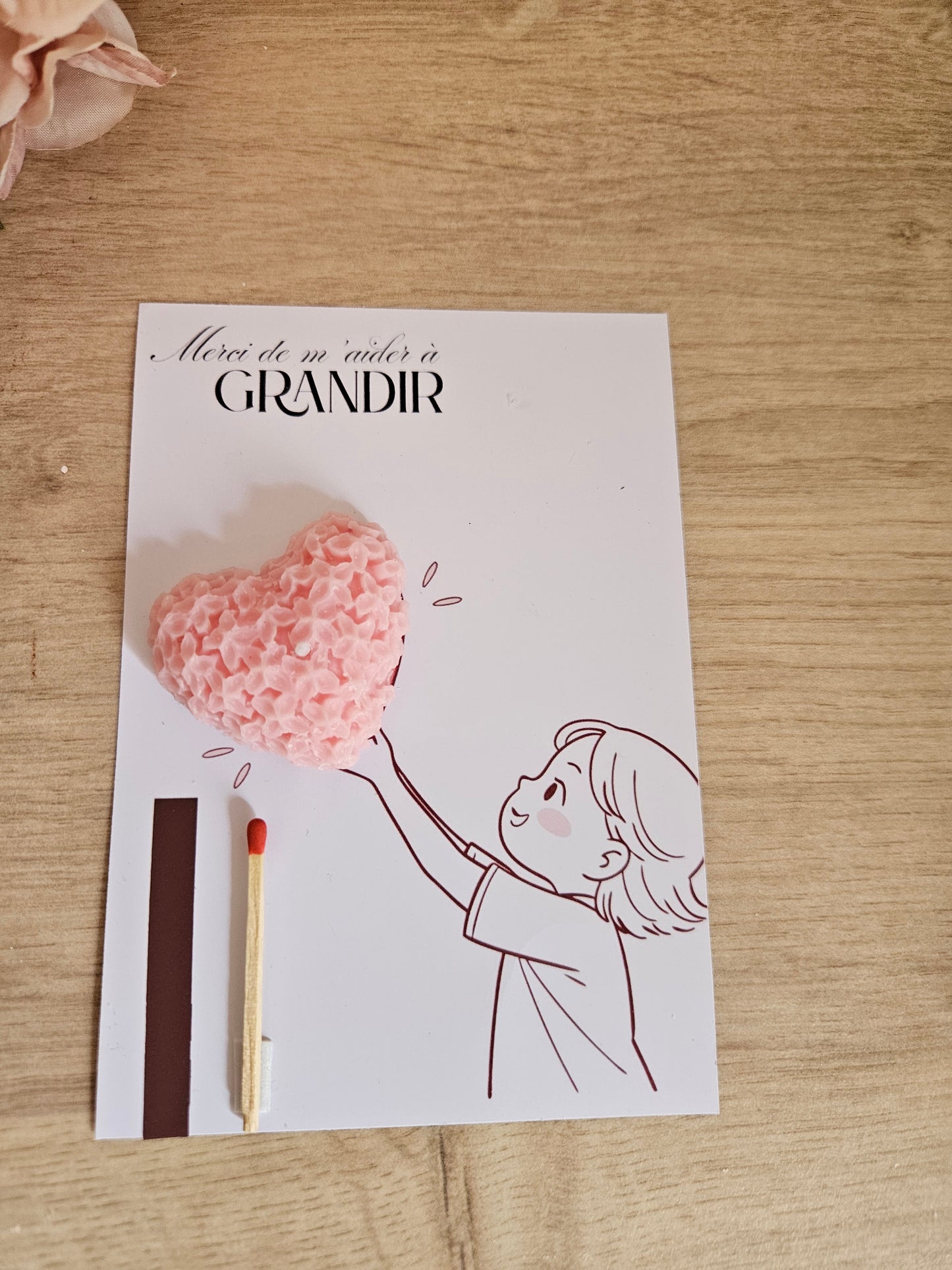 Carte parfumé " merci de m'aider à grandir"