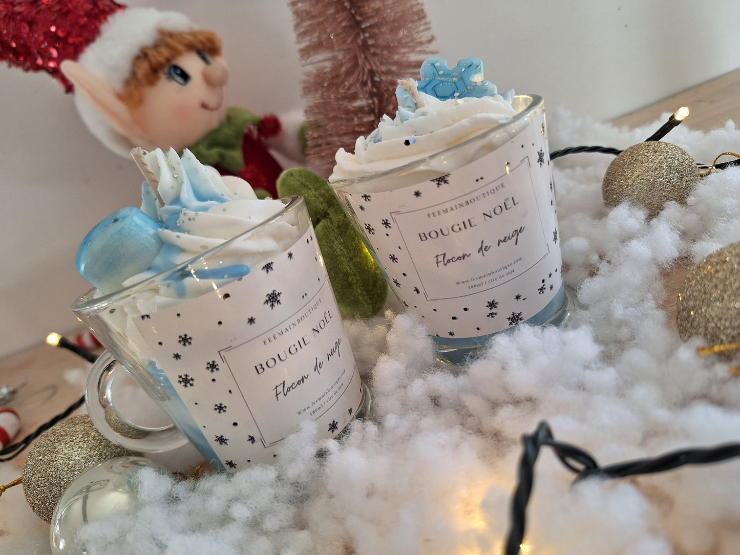 Bougie Noël Flocon de neige