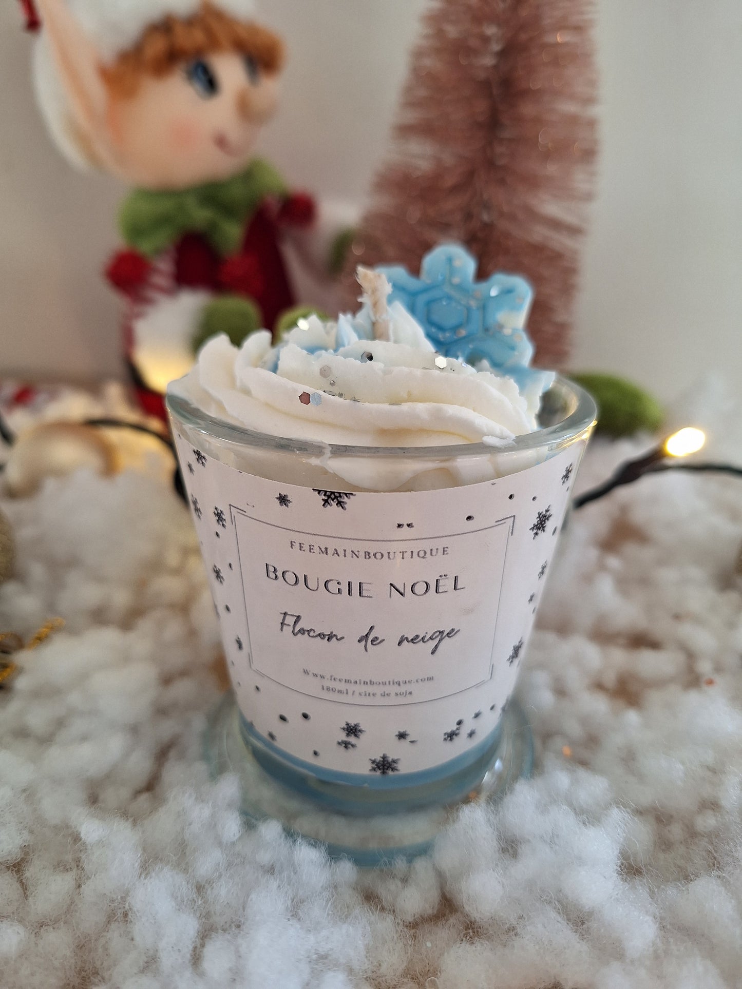 Bougie Noël Flocon de neige