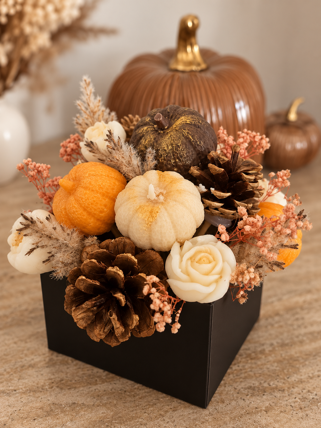Bouquet bougie citrouille