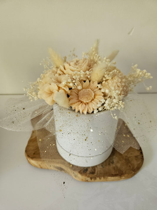 Bouquet boite creme